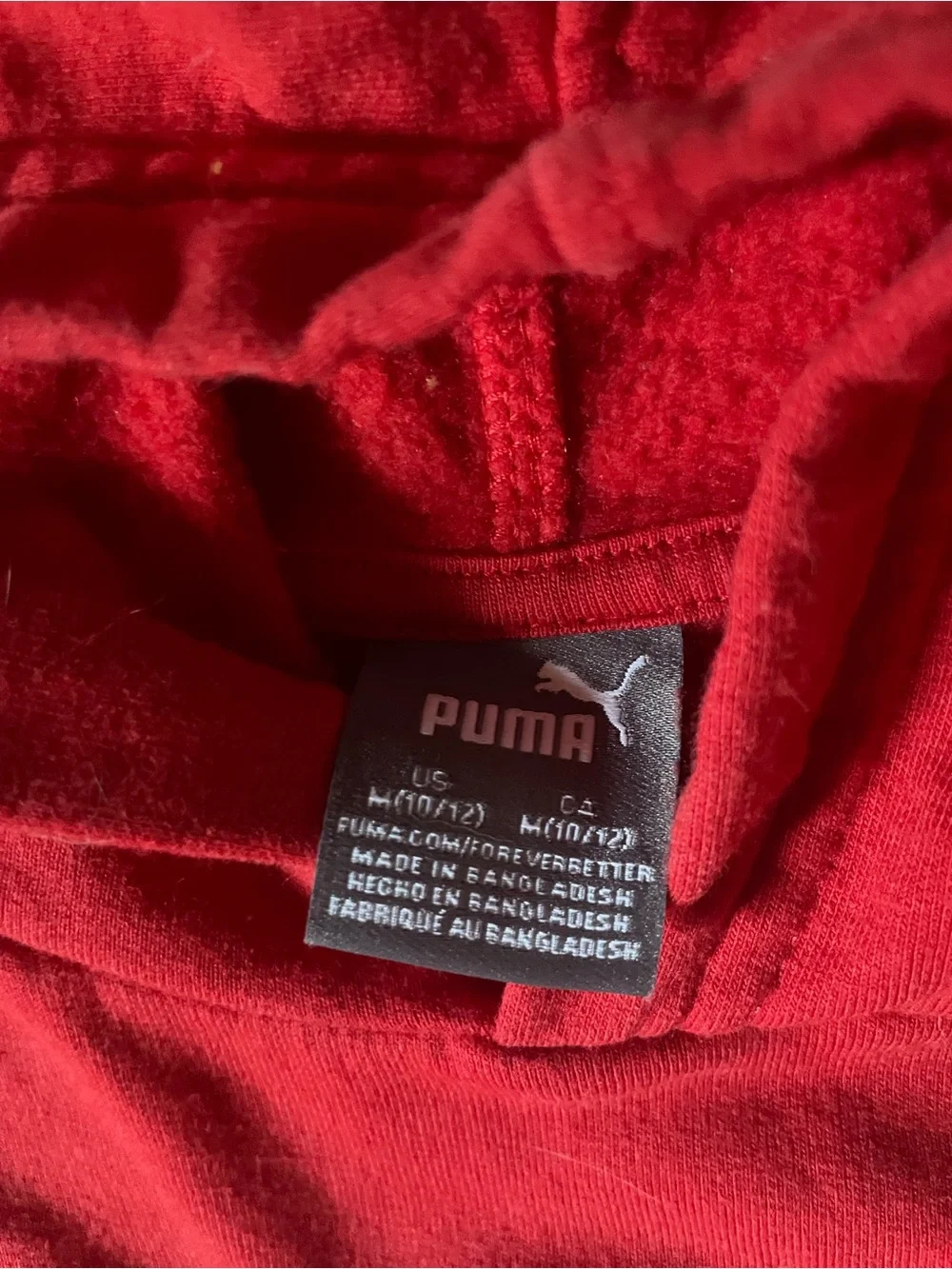 Puma Red Hoodie with Black and Silver Puma Emblem